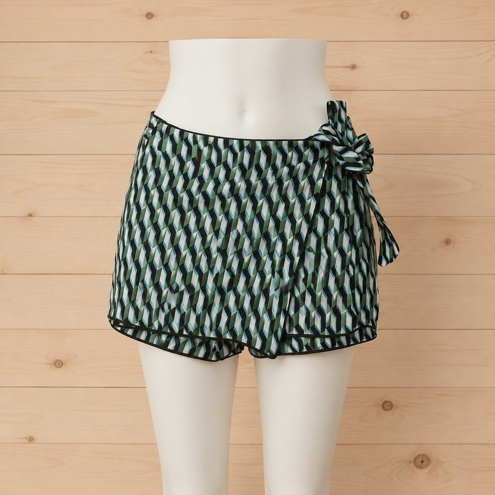 Diane Von Furstenberg DVF for Target Side Wrap Arrow Geo Green Mini Skort XS [C]